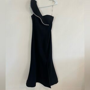 Black One-Shoulder Asymmetrical Cocktail Dress